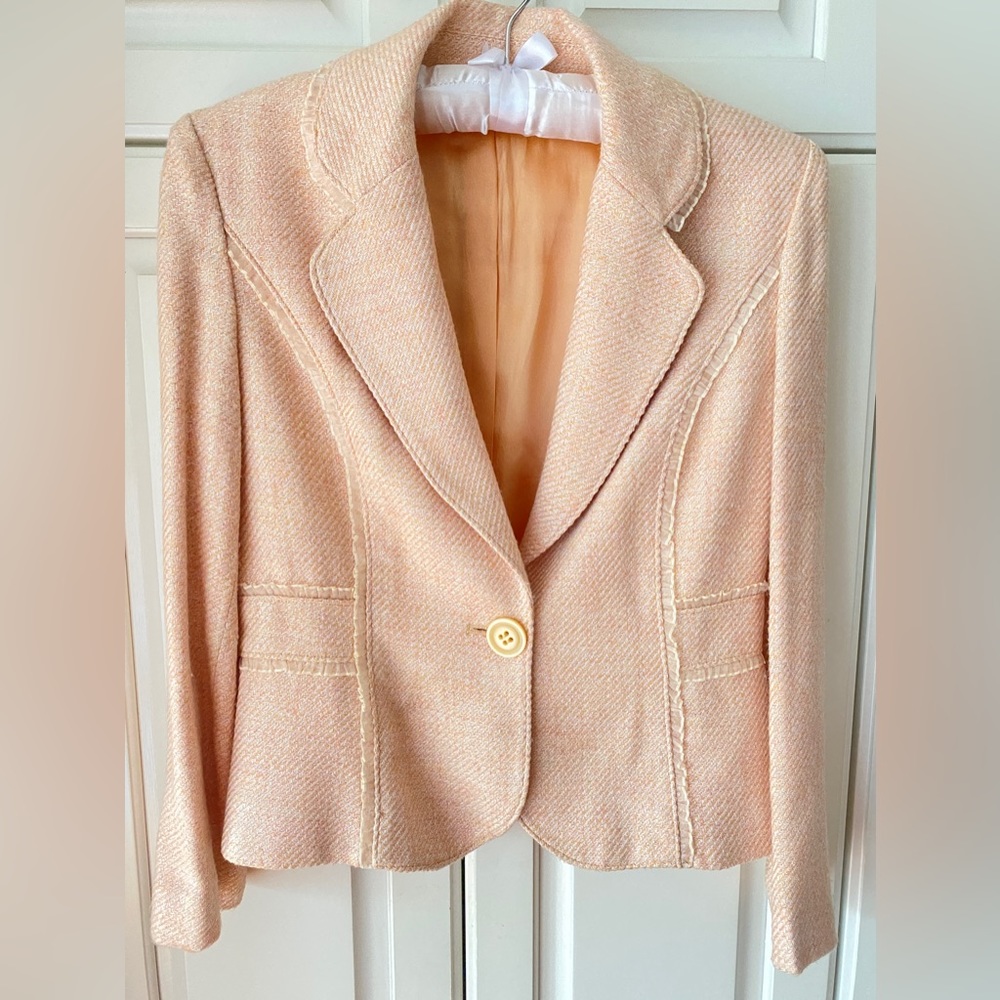 Zariah Tweed Blazer Peach Coral color Single Button size 36